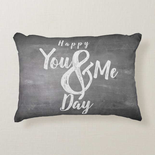 Greetings anniversary in chalkboard look accent pillow (Front)