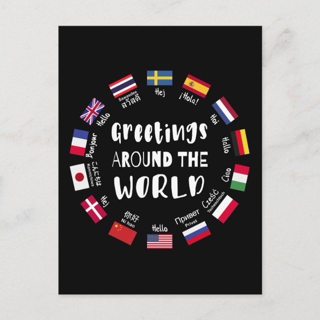 Greetings around the world - Hello in all language Postcard (Front)