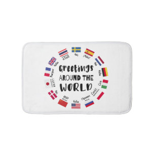 Greetings around the world, Hello in all languages Bath Mat