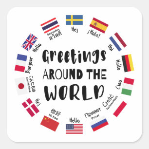 Greetings around the world, Hello in all languages Square Sticker