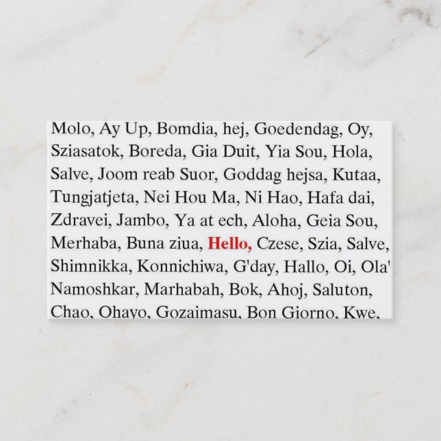 greetings business card (Front)