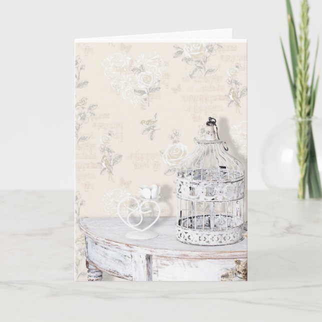 Greetings Card - Shabby Chic Birdcage (Front)