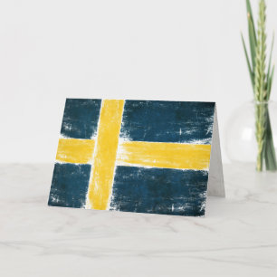 Greetings Card with Swedish Flag In Watercolor
