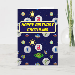 Greetings Earthling Happy Birthday Card