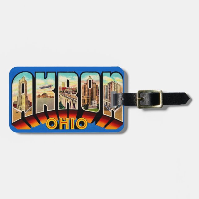  Greetings from Akron Ohio Luggage Tag (Front Horizontal)