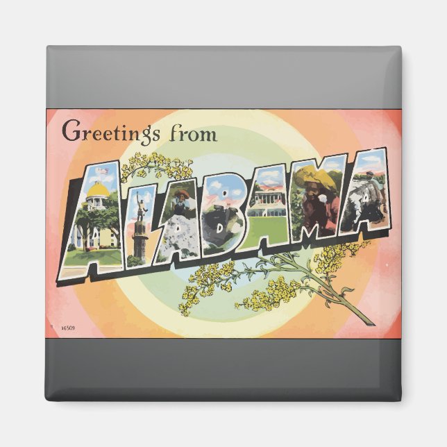 Greetings From Alabama, Vintage Magnet (Front)