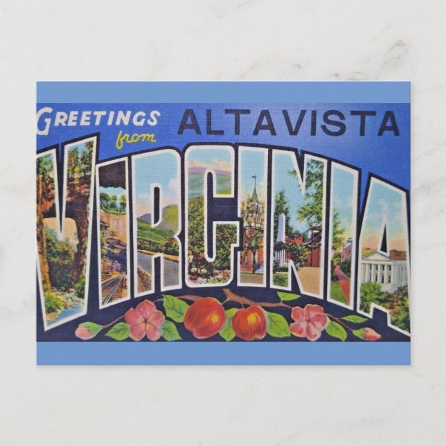 Greetings from AltaVista Virginia  Postcard (Front)