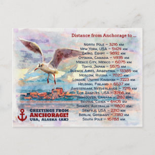 Greetings from Anchorage - Watercolor painting Postcard