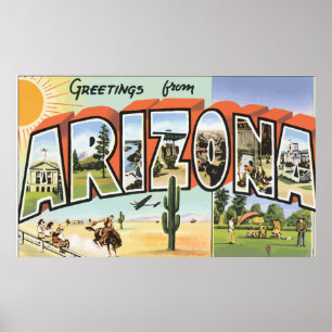 Greetings From Arizona, Vintage Poster