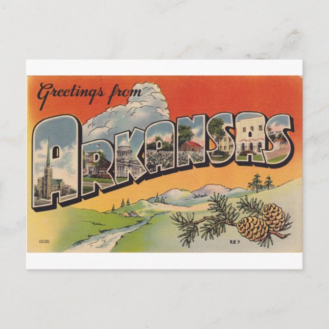 Greetings from Arkansas Postcard (Front)