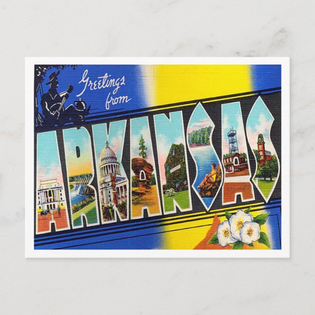 Greetings from Arkansas Vintage Travel Postcard (Front)