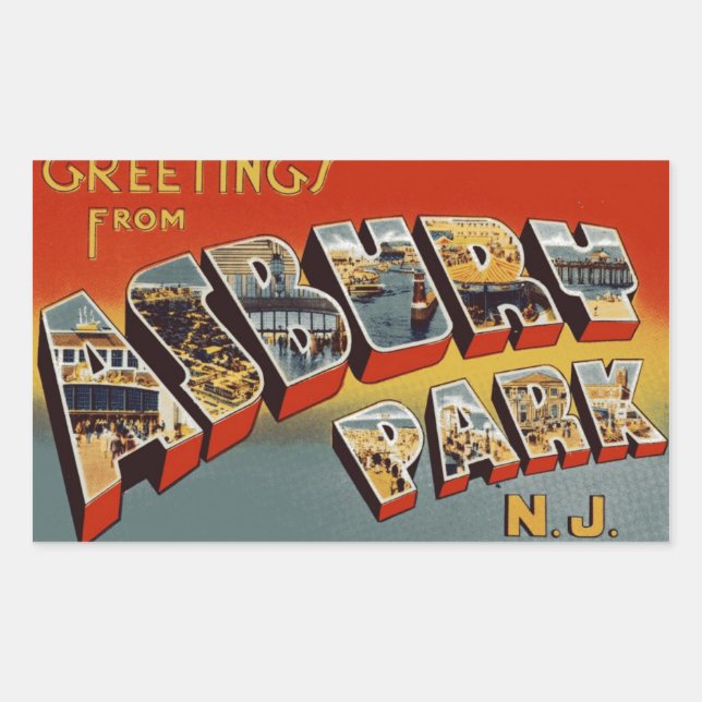 Greetings from Asbury Park NJ Sticker (Front)