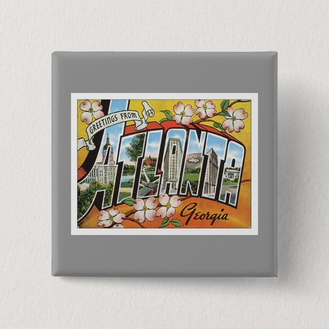 Greetings From Atlanta 2 Inch Square Button (Front)