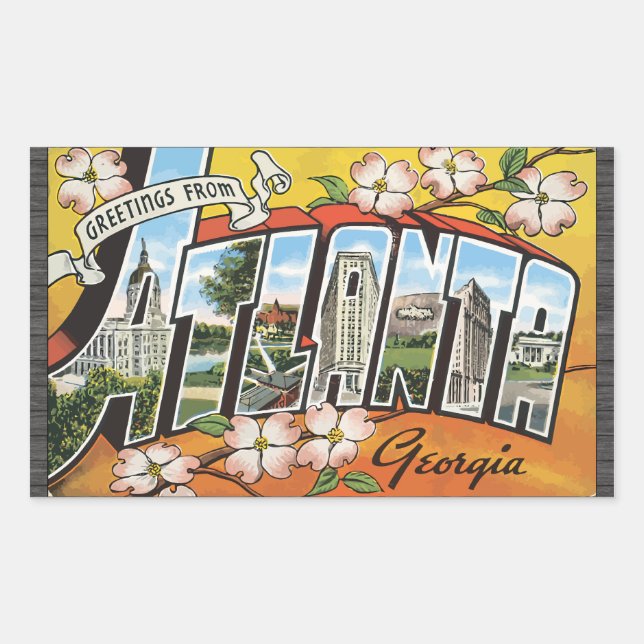 Greetings From Atlanta Georgia, Vintage Sticker (Front)