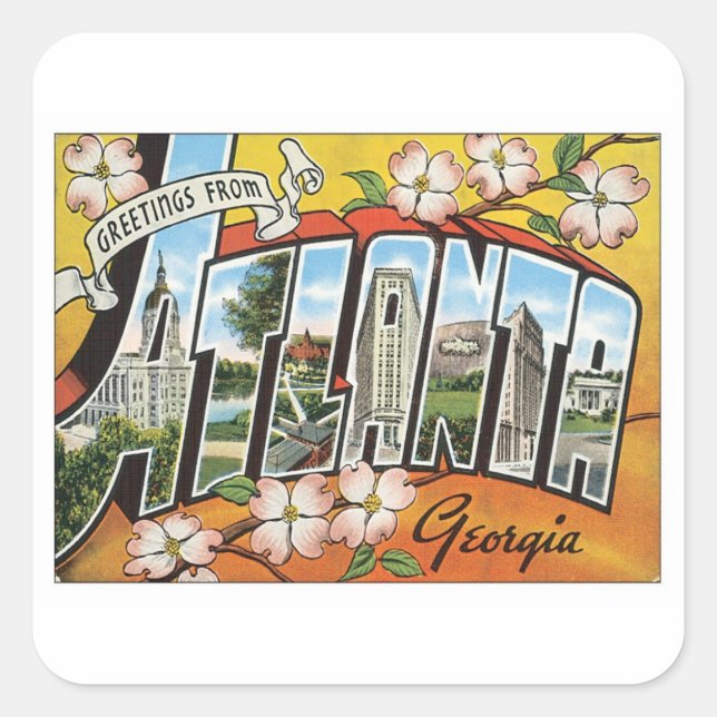 Greetings From Atlanta Square Sticker (Front)