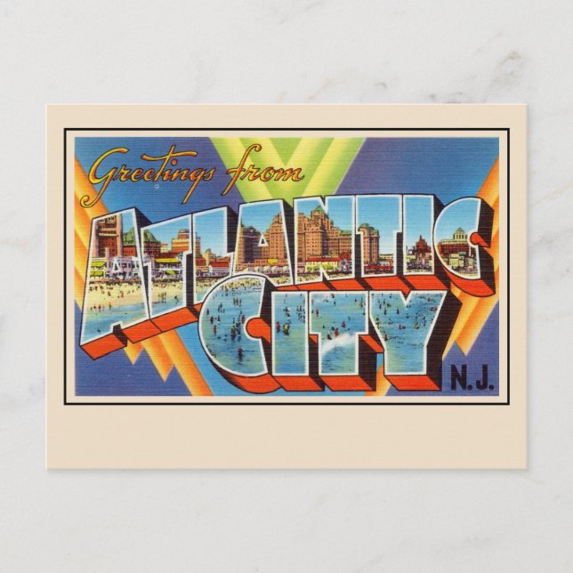 Greetings from Atlantic City Large Letter Postcard (Front)