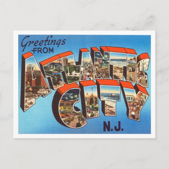 Greetings from Atlantic City, New Jersey Travel Postcard (Front)