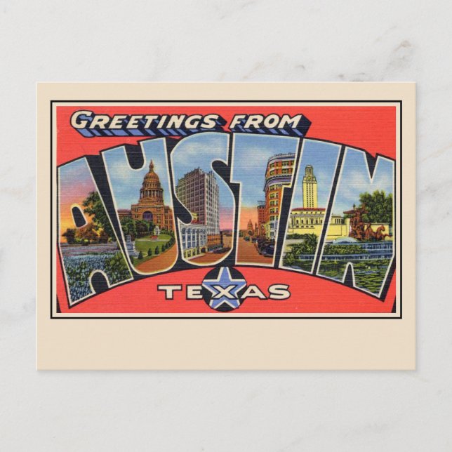 Greetings from Austin Texas Large Letter Postcard (Front)