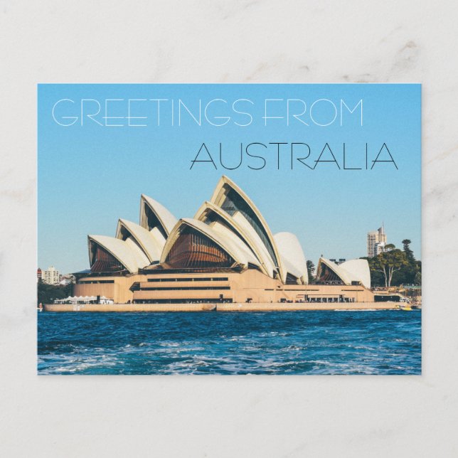 greetings from australia opera house postcard sea (Front)