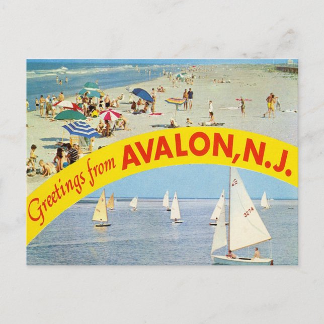 Greetings from Avalon, New Jersey Vintage Travel Postcard (Front)