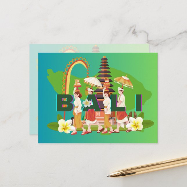 "Greetings from Bali: A Postcard From Paradise" (Front/Back In Situ)