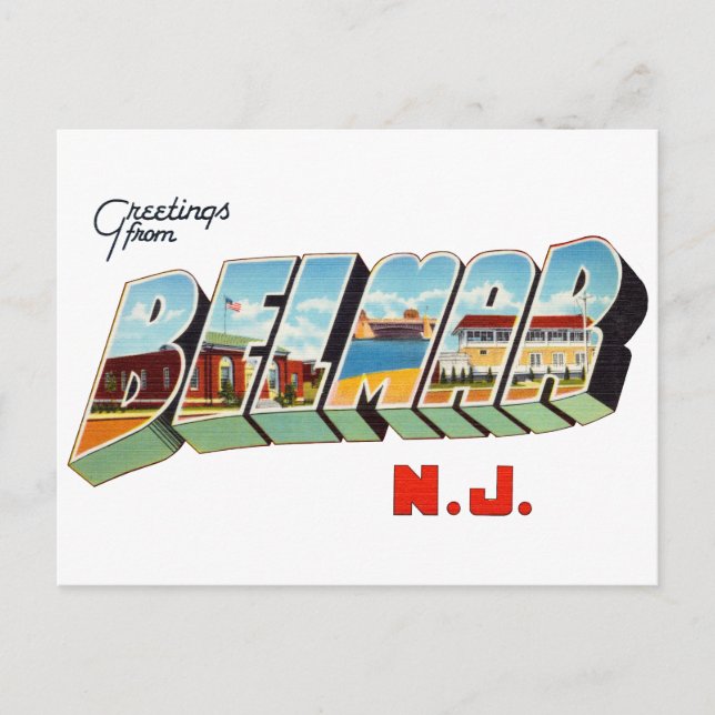 Greetings from Belmar New Jersey Postcard (Front)