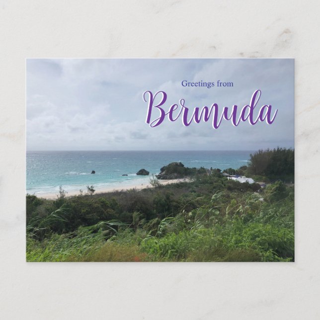 Greetings from Bermuda Scenic Postcard Beach (Front)