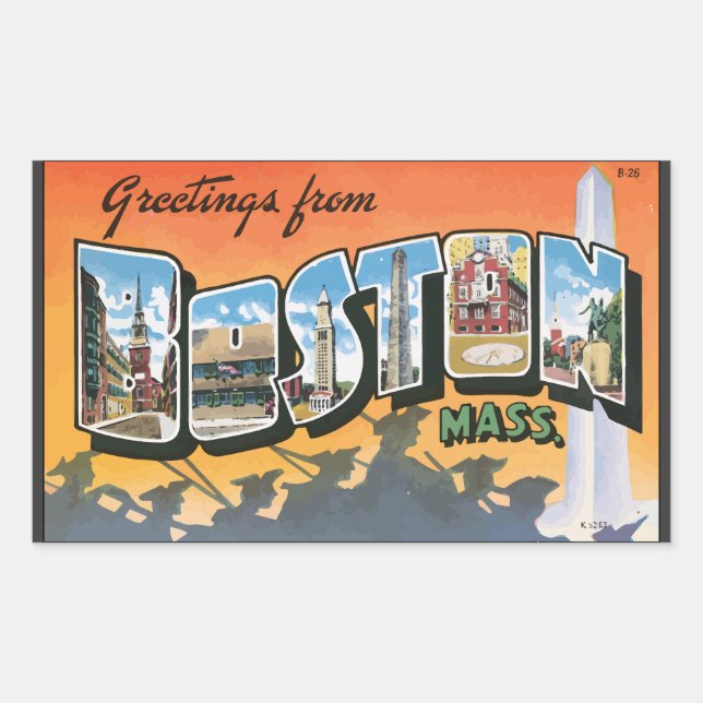 Greetings From Boston Mass., Vintage Sticker (Front)