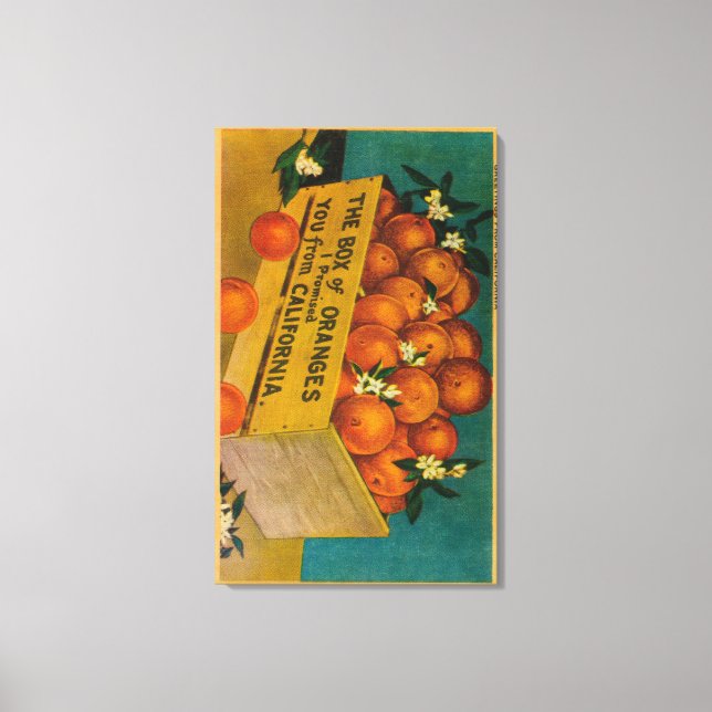 Greetings from California, Box of OrangesState Canvas Print (Front)