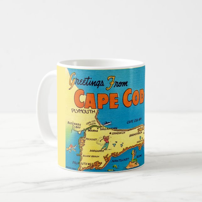 Greetings From Cape Cod Map Coffee Mug (Front Left)