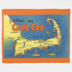 Greetings From Cape Cod Map Fleece Blanket
