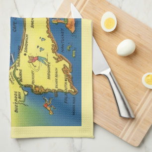 Greetings From Cape Cod Map Kitchen Towel