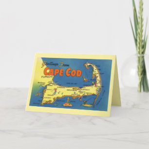 Greetings From Cape Cod Map Note Card