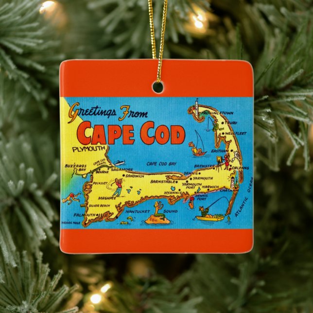 Greetings from Cape Cod Map Ornament (Tree)