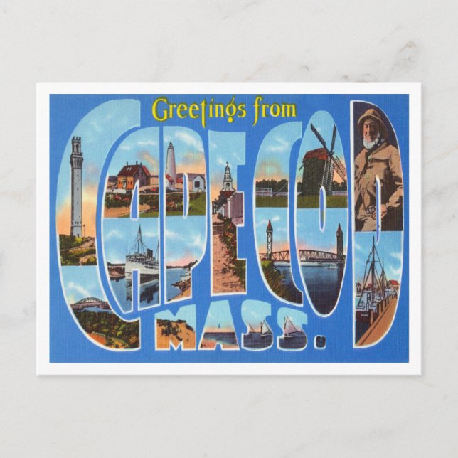 Greetings from Cape Cod, Massachusetts Travel Postcard (Front)
