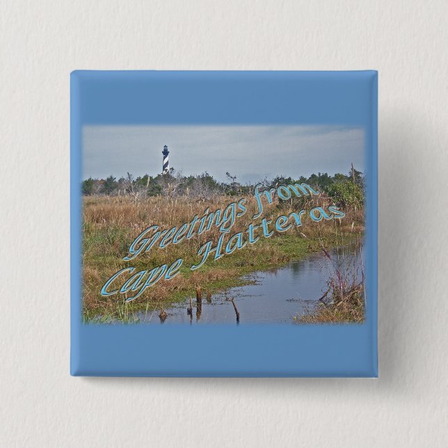 Greetings from Cape Hatteras OBX 2 Inch Square Button (Front)