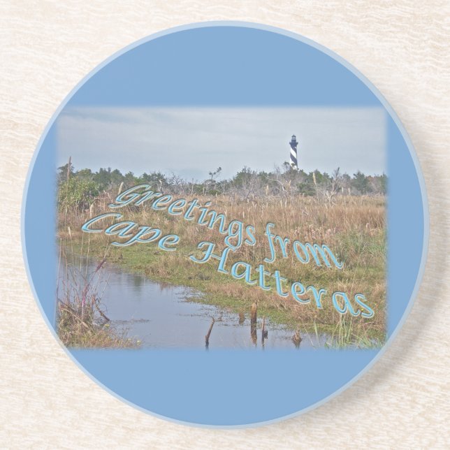 Greetings from Cape Hatteras OBX Coaster (Front)