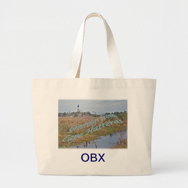 Greetings from Cape Hatteras OBX Large Tote Bag (Front)