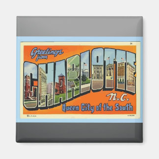Greetings From Charlotte N.C. , Vintage Magnet