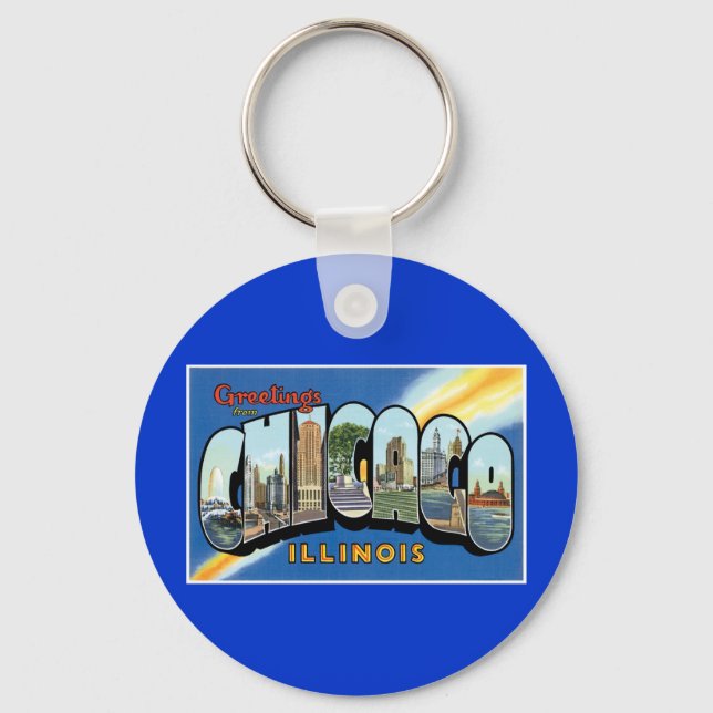 Greetings from Chicago, Illinois! Keychain (Front)