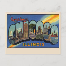 Greetings from Chicago, Illinois Landmarks Vintage