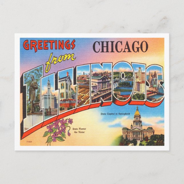 Greetings from Chicago, Illinois Vintage Travel Postcard (Front)