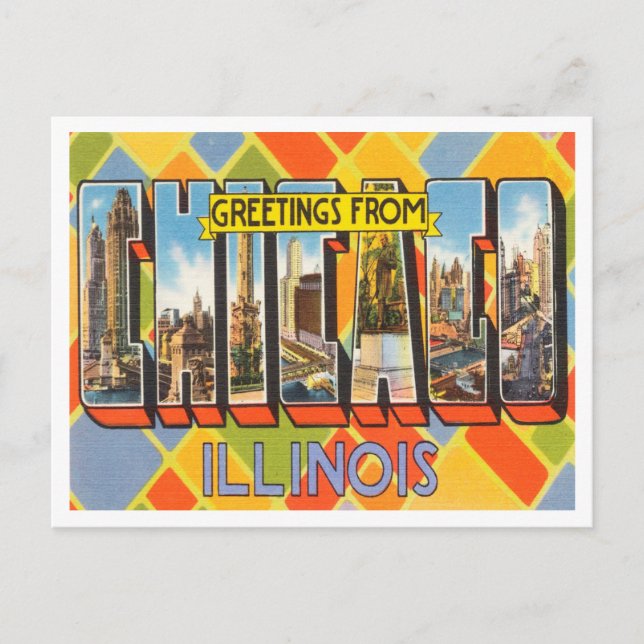 Greetings from Chicago, Illinois Vintage Travel Postcard (Front)