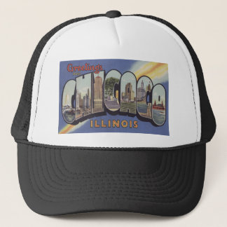 Greetings from Chicago Large Letter vintage theme Trucker Hat