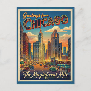 Greetings from Chicago Magnificent Mile Postcard