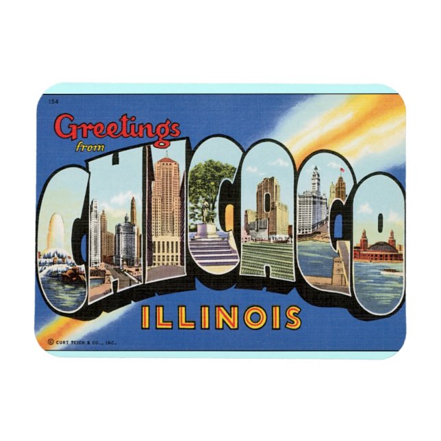 Greetings from Chicago USA travel Magnet (Horizontal)