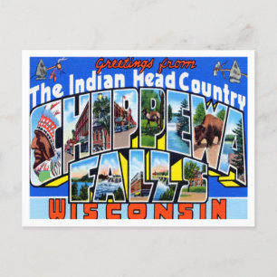 Greetings from Chippewa Falls, Wisconsin Travel Postcard