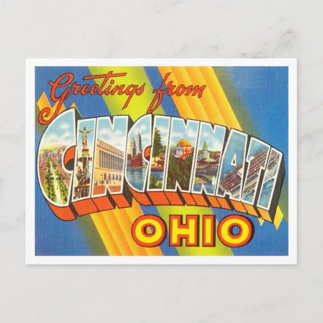 Greetings from Cincinnati, Ohio Vintage Travel Postcard (Front)