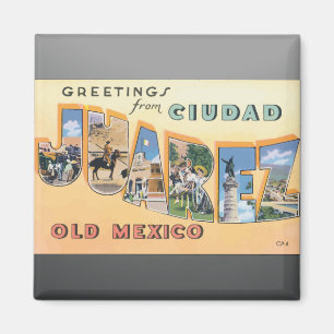 Greetings From Ciudad Juarez Old Mexico, Vintage Magnet