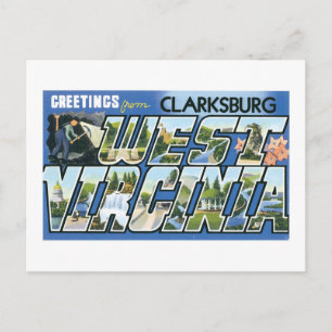 Greetings from Clarksburg, West Virginia! Retro Postcard